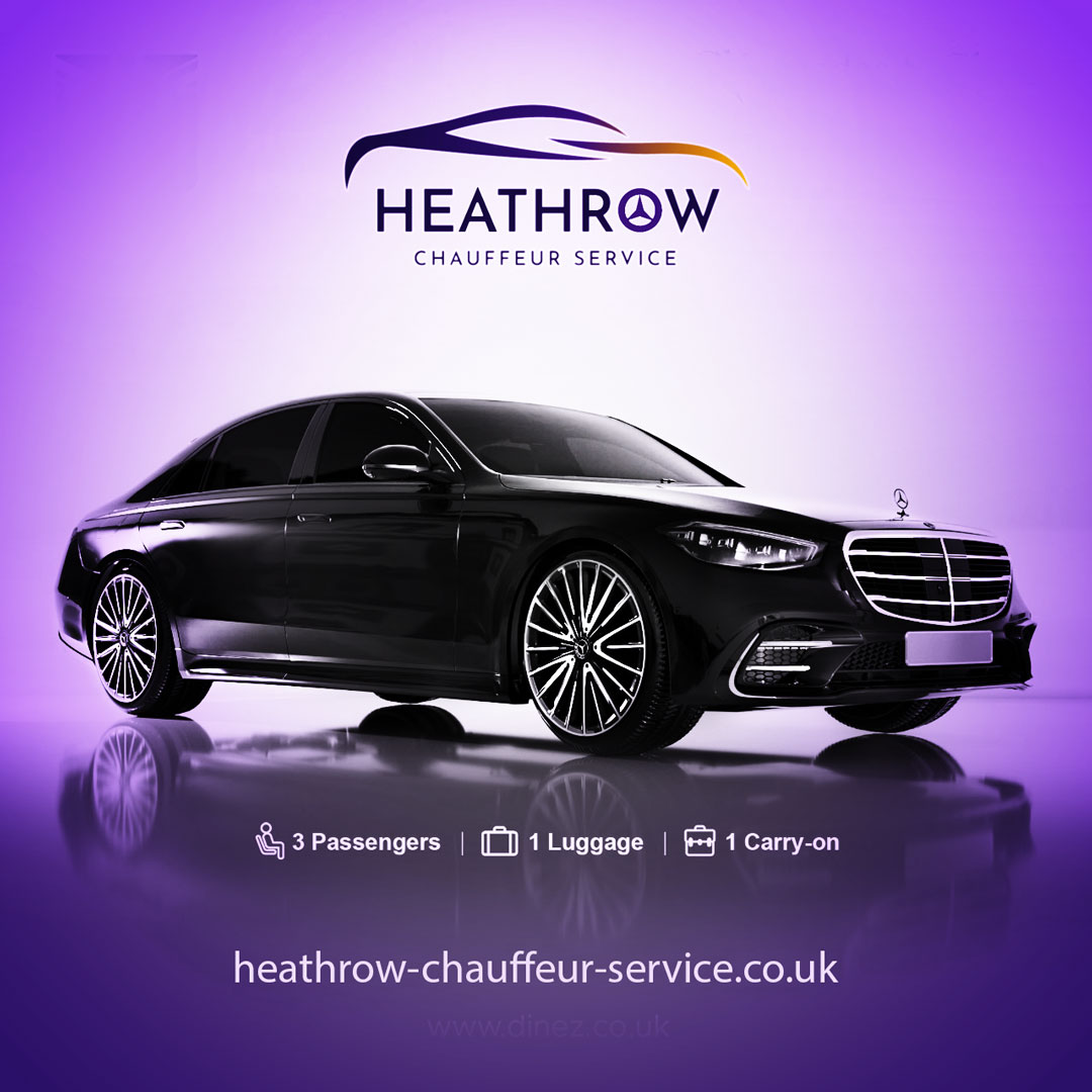 Mercedes S Class at Heathrow Airport awaiting for passengers. Hire chauffeurs by calling ☎️020 3633 4613☎️ today!