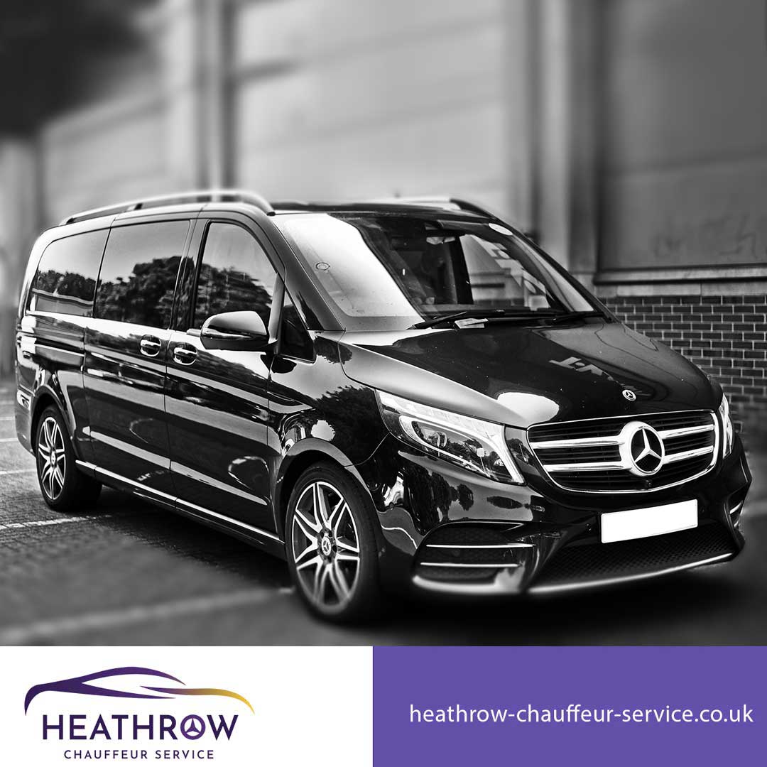 Black Mercedes V Class used by Heathrow Chauffeur Service for chauffeuring.