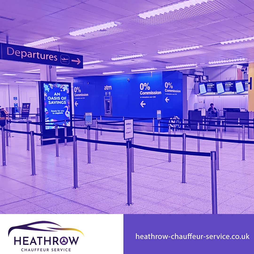An empty departure area check in counter, our chauffeur was waiting for the airline staff to open. (Photo: Gatwick Airport)